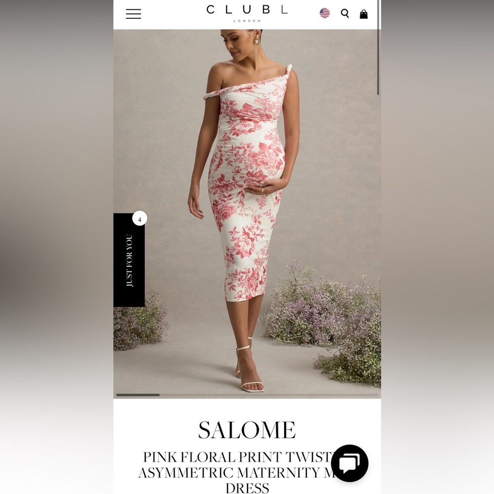 Club L London Pink and White Asymmetrical Bodycon Maternity Dress